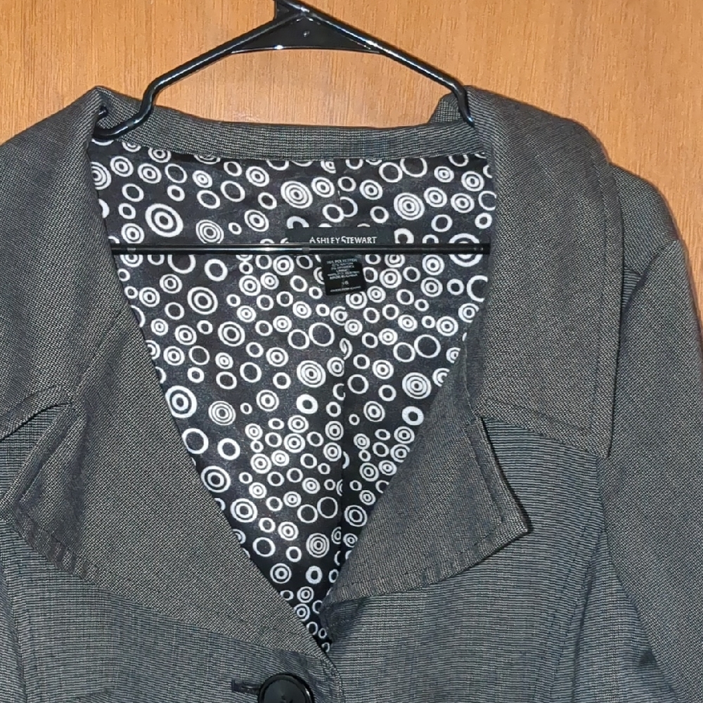 Ashley Stewart Gray Blazer with Skull Lining